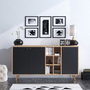 Hanah Home Consola Roble y Negro 140cm, Mueble Moderno con Estantes, Madera Roble y Negro, 140x40x89cm
